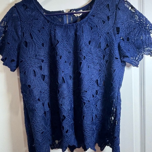 Japna Blue Floral and Lace Top. Medium. - Picture 3 of 8